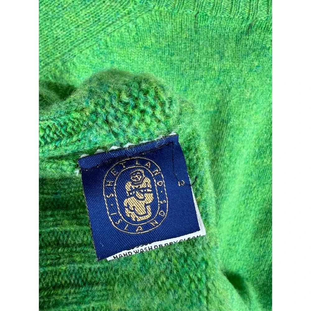 Peter Elliot New York Shetland Wool Sweater‎ Green Crewneck Made in UK Size 42